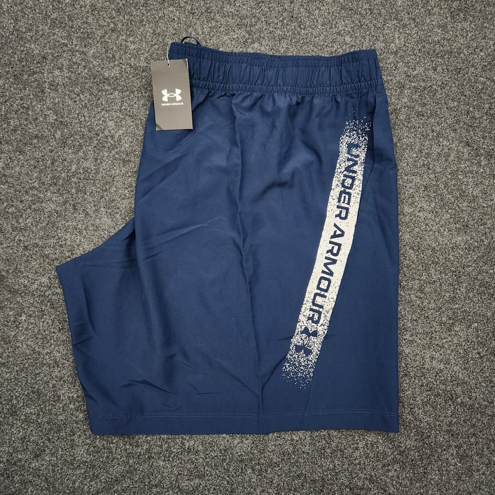 Under‎ Armour Men's 4XL Navy Woven Graphic Loose Fit Shorts Athletic Comfort